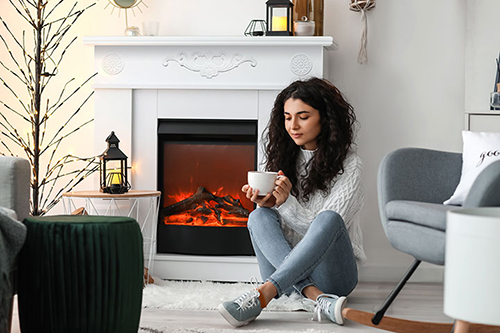 fireplace with Bella Ornamental